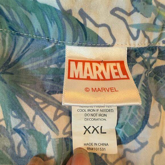Marvel Aloha Shirt XXL Spiderman Hulk Iron Man Captain America Tropic - Picture 2 of 10